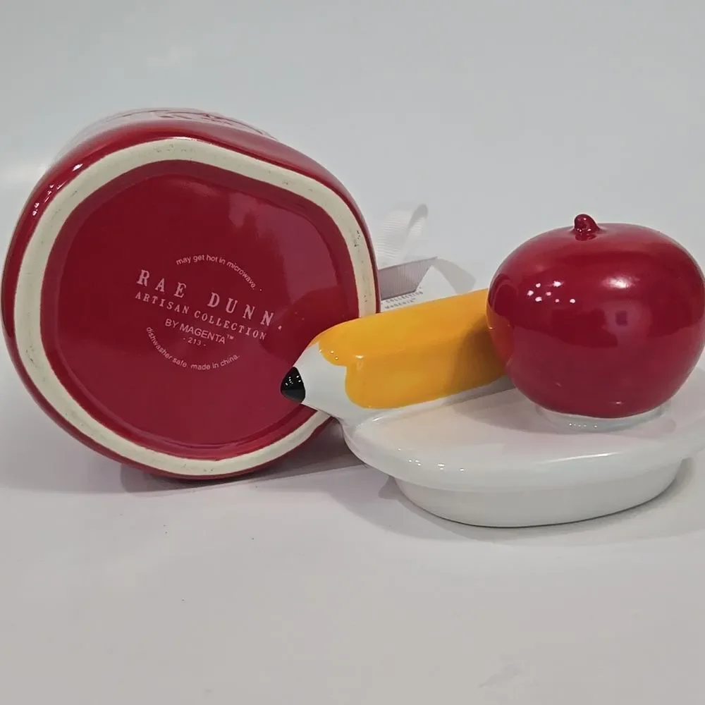Rae Dunn #1 Teacher Gift Mug Apple Pencil‎ Lid Red Academia Coffee NWT